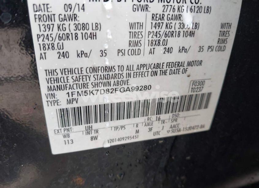 Photo 9 of 2015 Ford Explorer XLT (VIN 1FM5K7D82FGA99280)