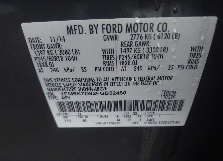 Photo 9 of 2015 Ford Explorer XLT (VIN 1FM5K7D82FGB52480)