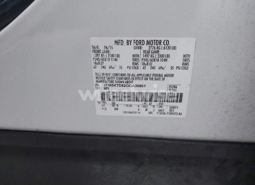 Photo 9 of 2016 Ford Explorer XLT (VIN 1FM5K7D82GGA36861)