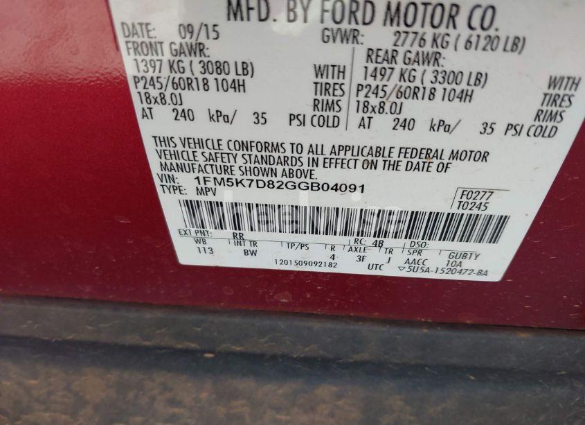 Photo 9 of 2016 Ford Explorer XLT (VIN 1FM5K7D82GGB04091)