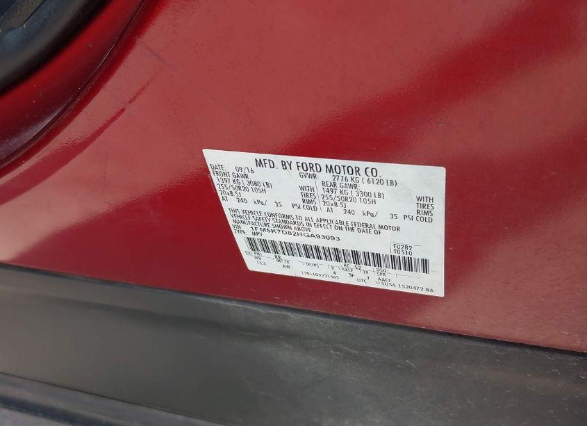 Photo 9 of 2017 Ford Explorer XLT (VIN 1FM5K7D82HGA93093)