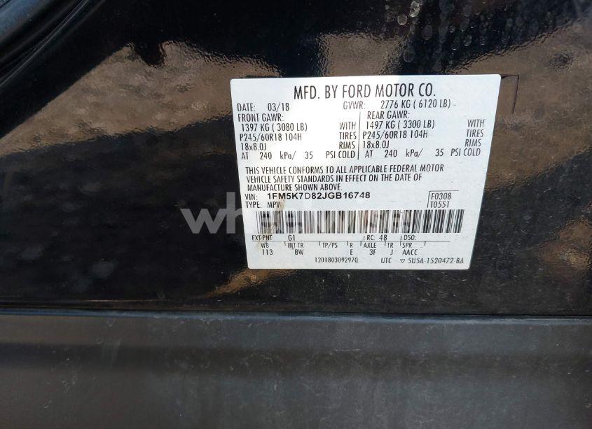 Photo 9 of 2018 Ford Explorer XLT (VIN 1FM5K7D82JGB16748)