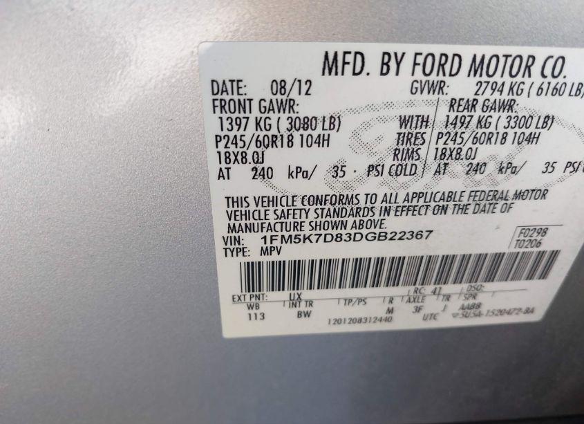 Photo 9 of 2013 Ford Explorer XLT (VIN 1FM5K7D83DGB22367)