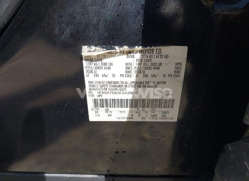 Photo 9 of 2014 Ford Explorer XLT (VIN 1FM5K7D83EGA29012)