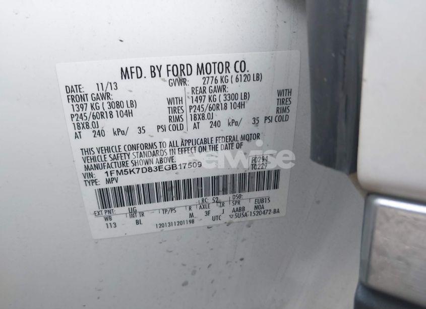 Photo 9 of 2014 Ford Explorer XLT (VIN 1FM5K7D83EGB17509)