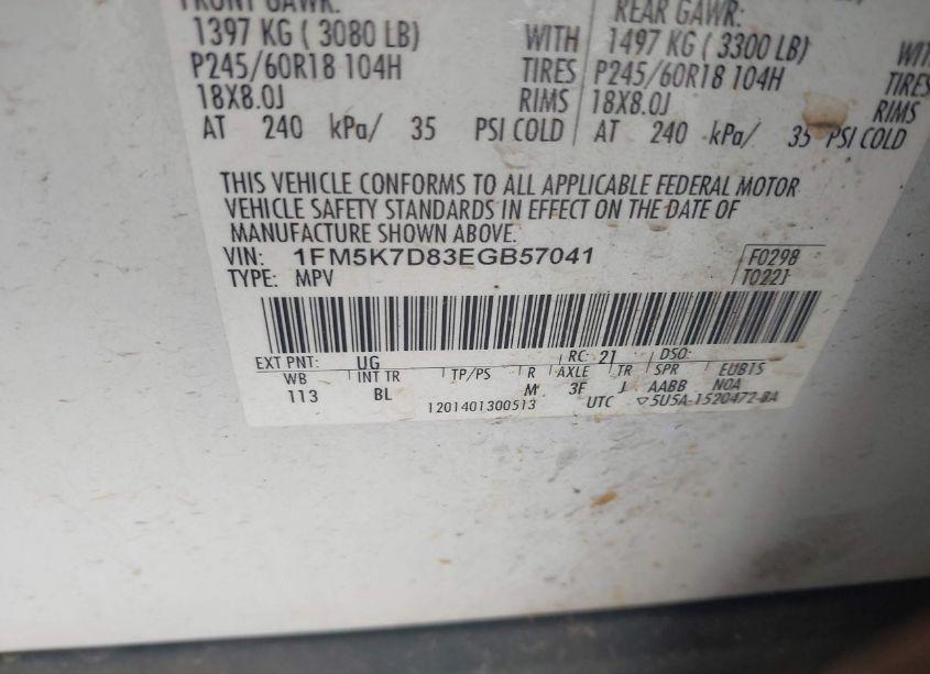 Photo 9 of 2014 Ford Explorer XLT (VIN 1FM5K7D83EGB57041)