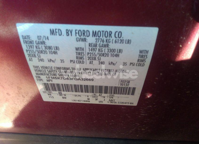 Photo 8 of 2015 Ford Explorer XLT (VIN 1FM5K7D83FGA32669)