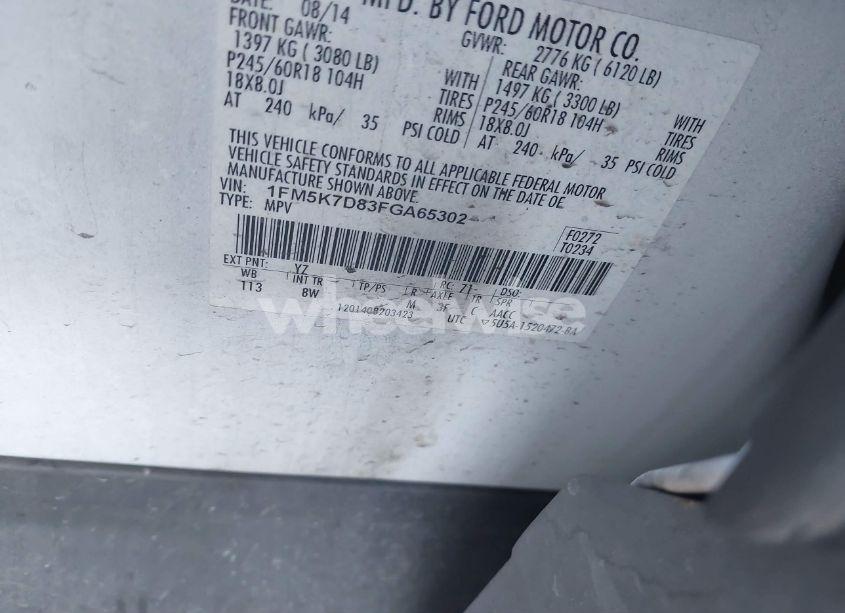 Photo 9 of 2015 Ford Explorer XLT (VIN 1FM5K7D83FGA65302)