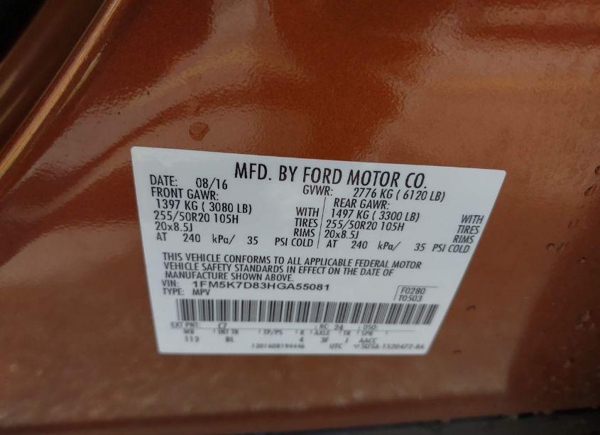 Photo 9 of 2017 Ford Explorer XLT (VIN 1FM5K7D83HGA55081)