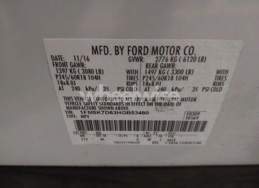 Photo 9 of 2017 Ford Explorer XLT (VIN 1FM5K7D83HGB53480)