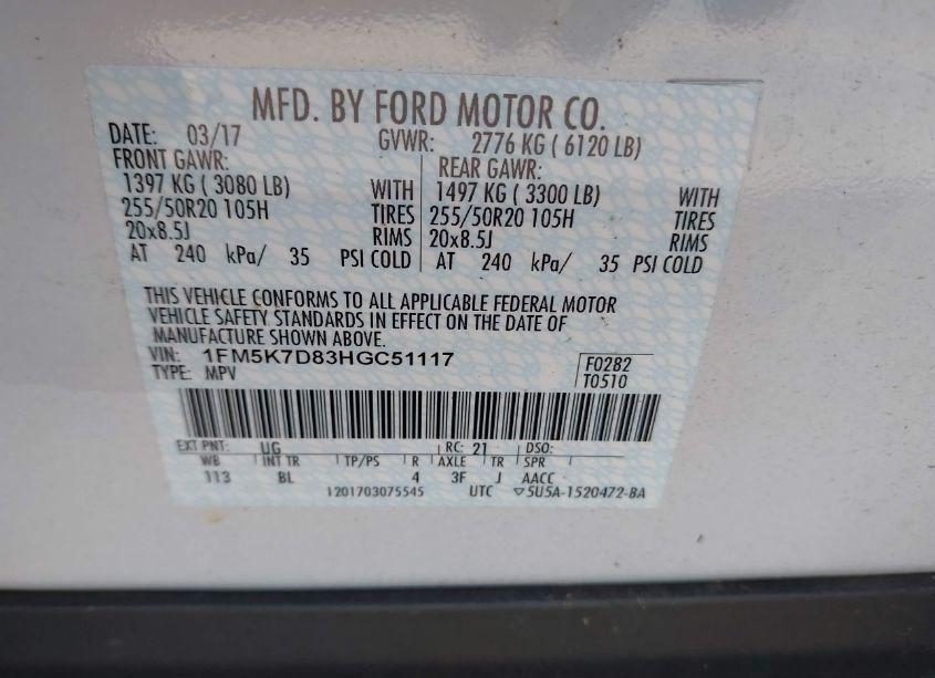 Photo 9 of 2017 Ford Explorer XLT (VIN 1FM5K7D83HGC51117)