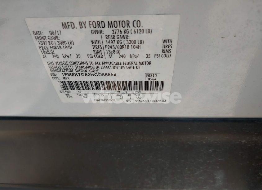 Photo 9 of 2017 Ford Explorer XLT (VIN 1FM5K7D83HGD85884)