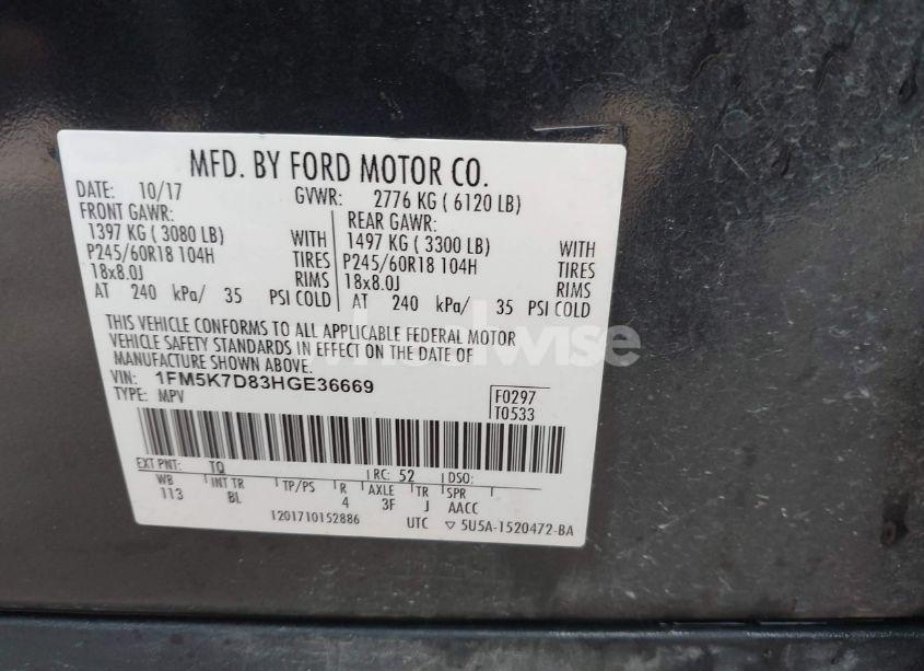 Photo 9 of 2017 Ford Explorer XLT (VIN 1FM5K7D83HGE36669)