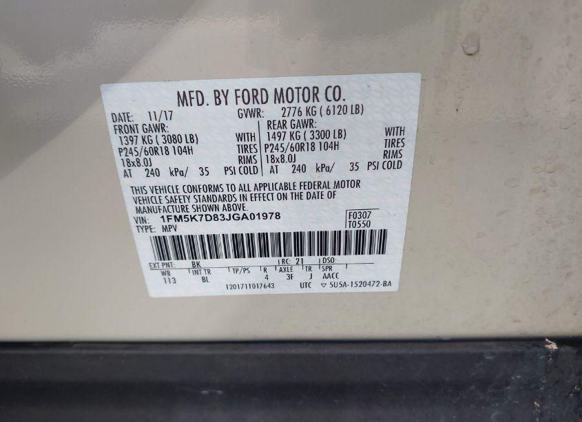 Photo 9 of 2018 Ford Explorer XLT (VIN 1FM5K7D83JGA01978)