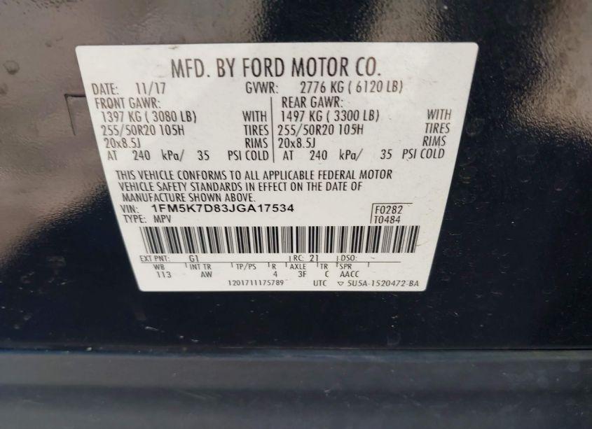 Photo 9 of 2018 Ford Explorer XLT (VIN 1FM5K7D83JGA17534)