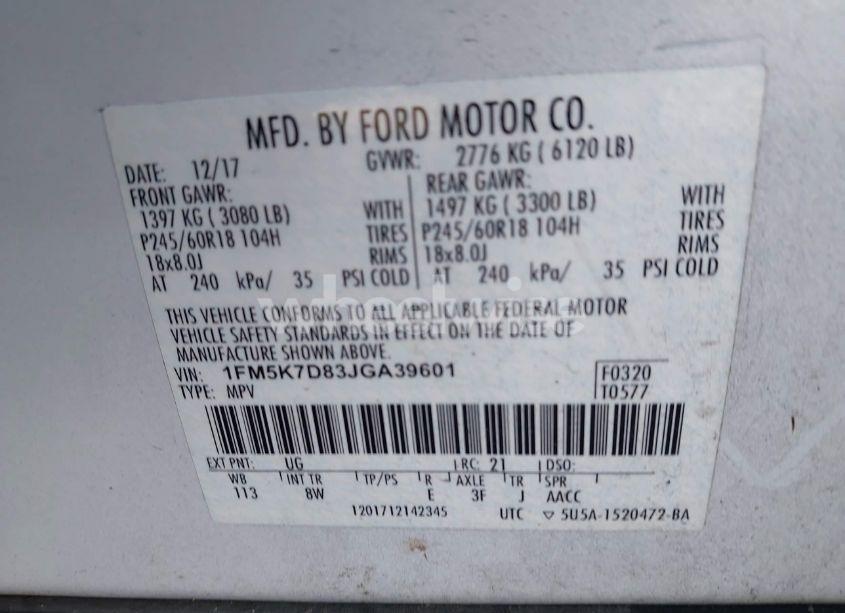 Photo 9 of 2018 Ford Explorer XLT (VIN 1FM5K7D83JGA39601)