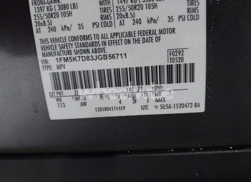 Photo 9 of 2018 Ford Explorer XLT (VIN 1FM5K7D83JGB56711)