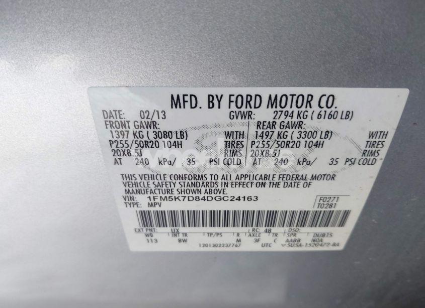 Photo 9 of 2013 Ford Explorer XLT (VIN 1FM5K7D84DGC24163)