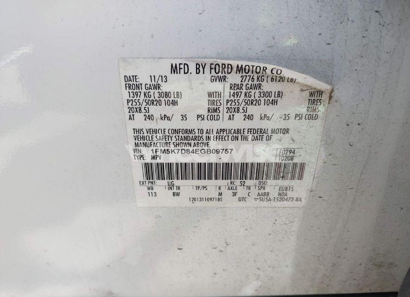 Photo 9 of 2014 Ford Explorer XLT (VIN 1FM5K7D84EGB09757)