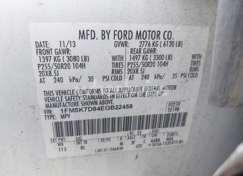 Photo 9 of 2014 Ford Explorer XLT (VIN 1FM5K7D84EGB22458)