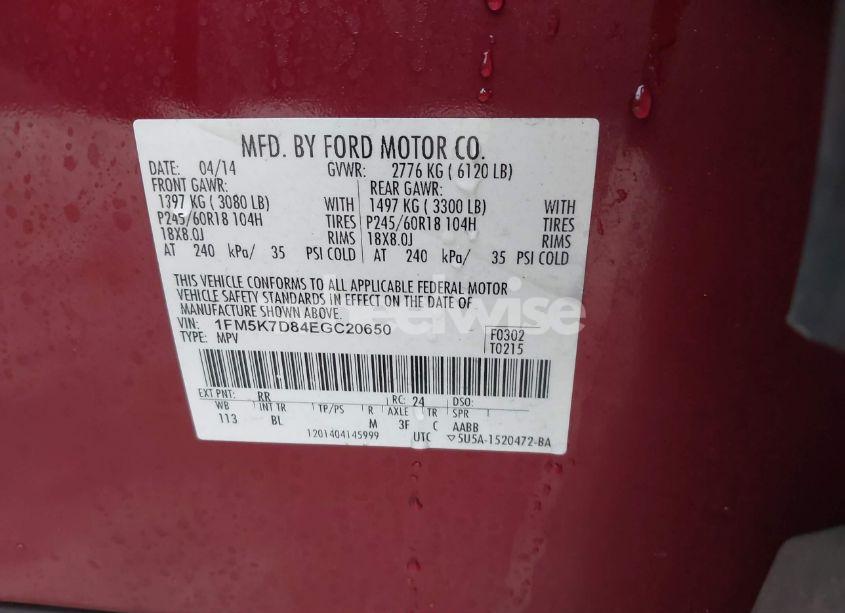 Photo 9 of 2014 Ford Explorer XLT (VIN 1FM5K7D84EGC20650)