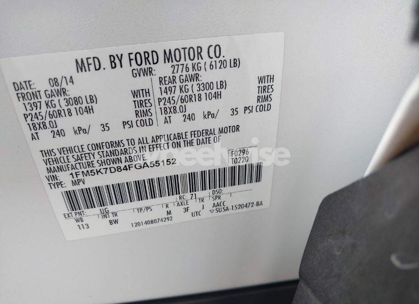 Photo 9 of 2015 Ford Explorer XLT (VIN 1FM5K7D84FGA55152)