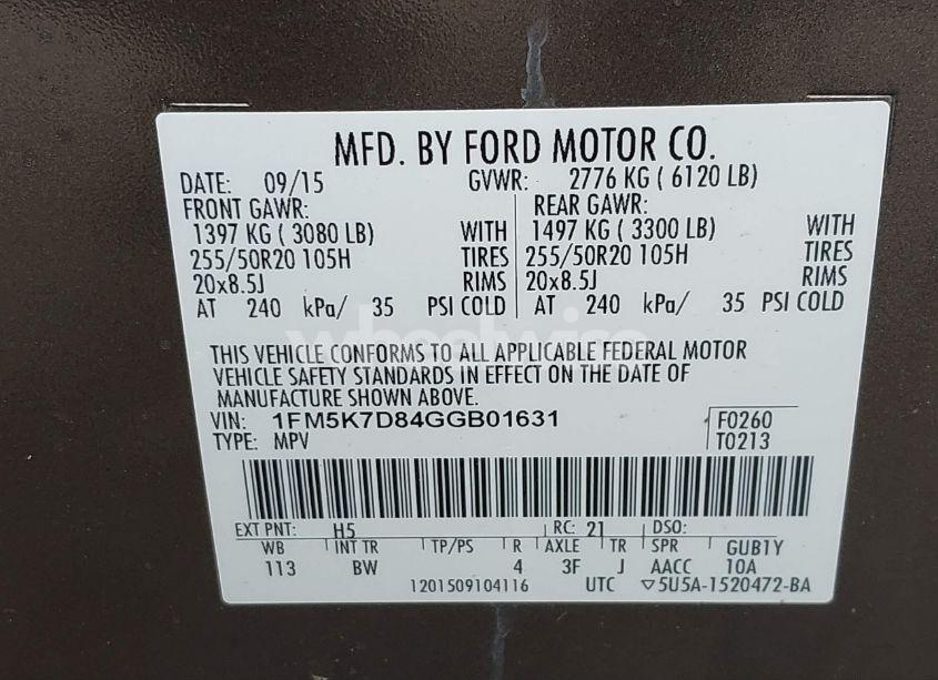 Photo 9 of 2016 Ford Explorer XLT (VIN 1FM5K7D84GGB01631)