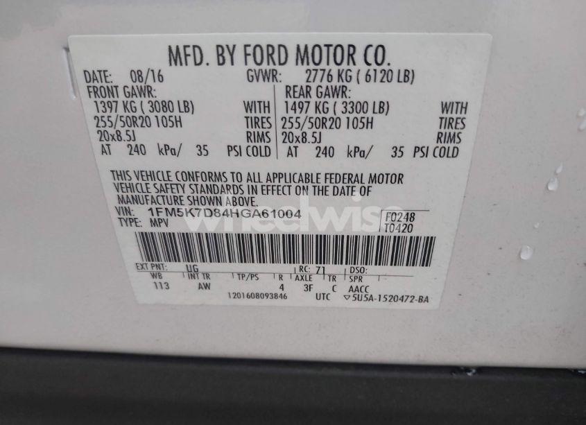 Photo 9 of 2017 Ford Explorer XLT (VIN 1FM5K7D84HGA61004)