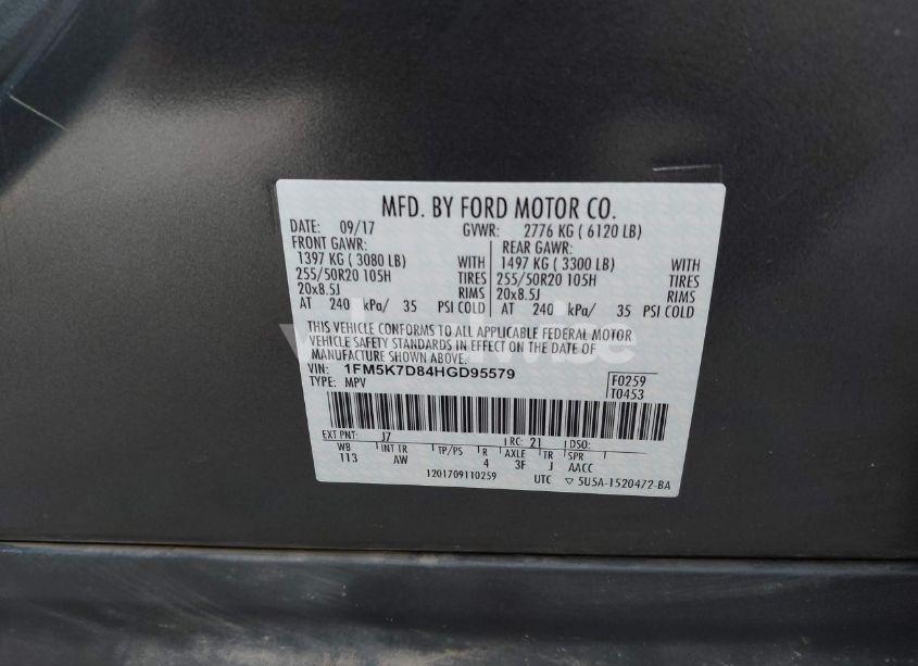 Photo 9 of 2017 Ford Explorer XLT (VIN 1FM5K7D84HGD95579)