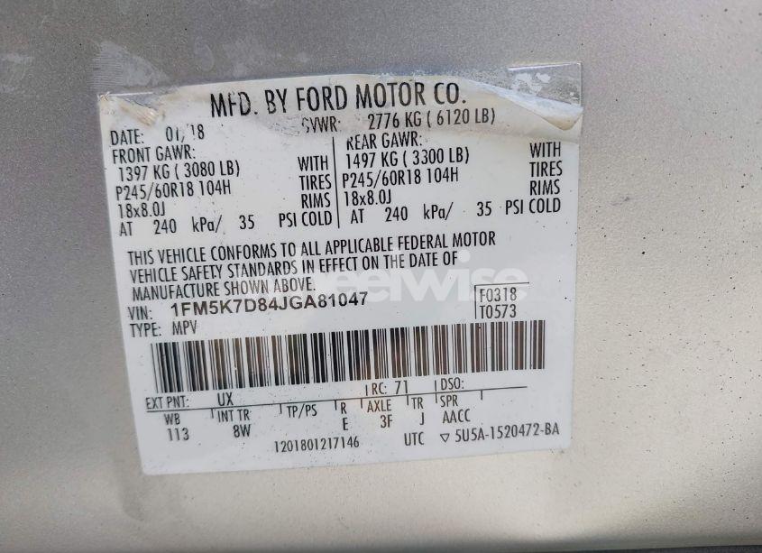 Photo 9 of 2018 Ford Explorer XLT (VIN 1FM5K7D84JGA81047)