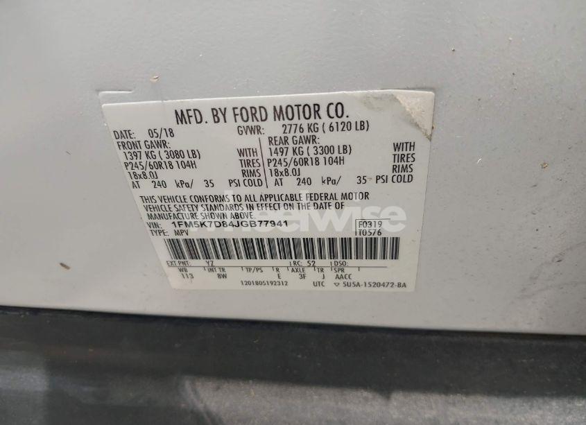 Photo 9 of 2018 Ford Explorer XLT (VIN 1FM5K7D84JGB77941)