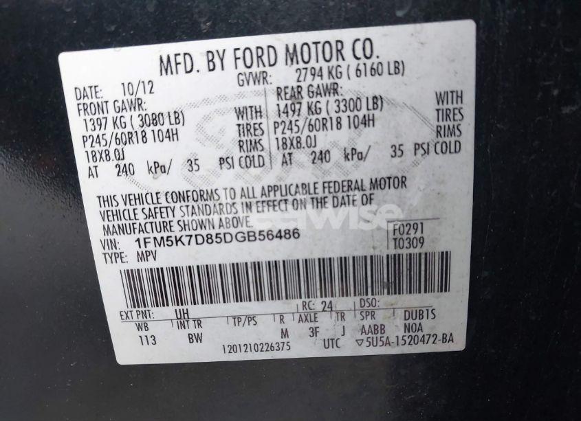 Photo 9 of 2013 Ford Explorer XLT (VIN 1FM5K7D85DGB56486)