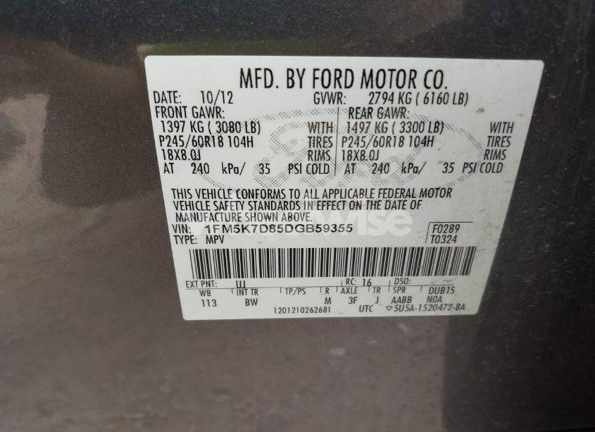 Photo 9 of 2013 Ford Explorer XLT (VIN 1FM5K7D85DGB59355)