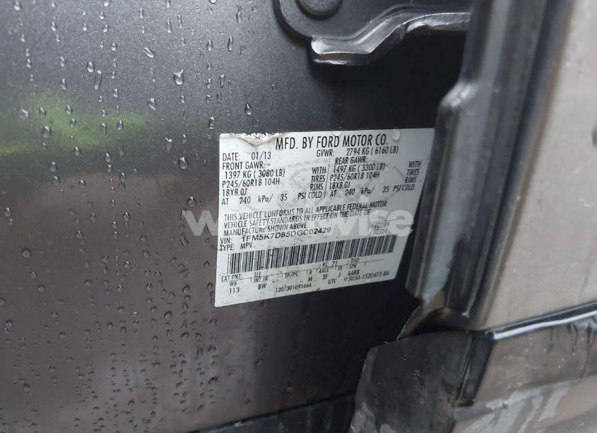 Photo 9 of 2013 Ford Explorer XLT (VIN 1FM5K7D85DGC02429)