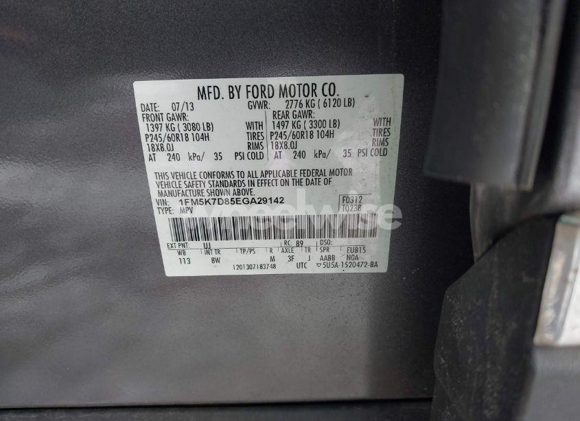 Photo 9 of 2014 Ford Explorer XLT (VIN 1FM5K7D85EGA29142)