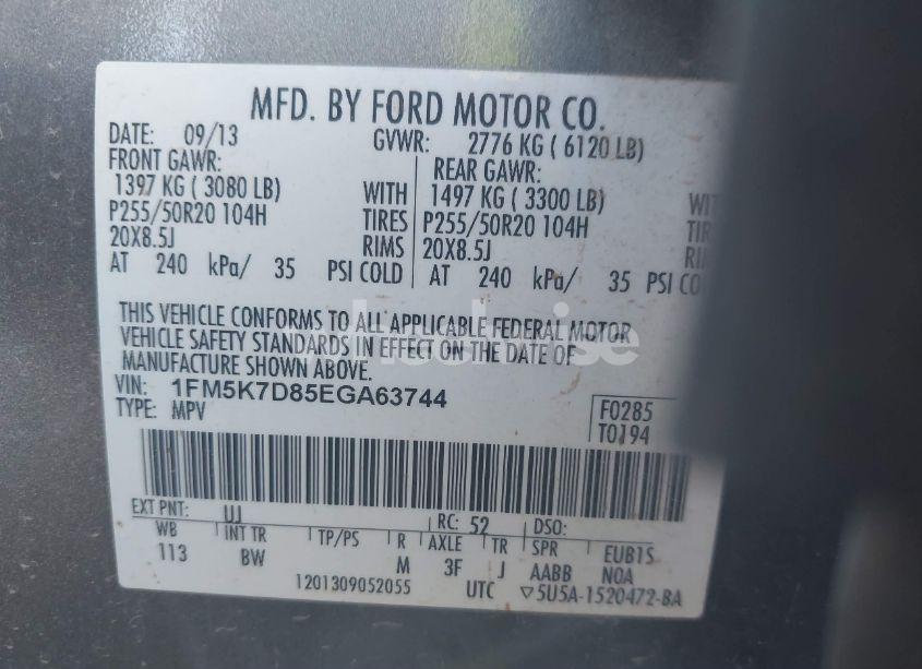 Photo 6 of 2014 Ford Explorer XLT (VIN 1FM5K7D85EGA63744)