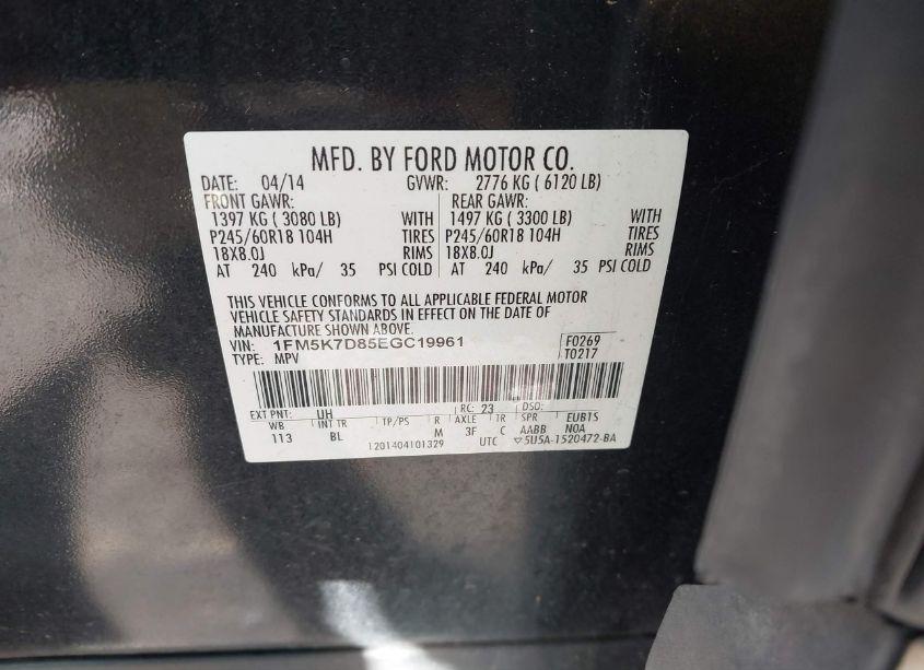 Photo 9 of 2014 Ford Explorer XLT (VIN 1FM5K7D85EGC19961)