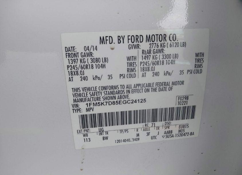 Photo 9 of 2014 Ford Explorer XLT (VIN 1FM5K7D85EGC24125)