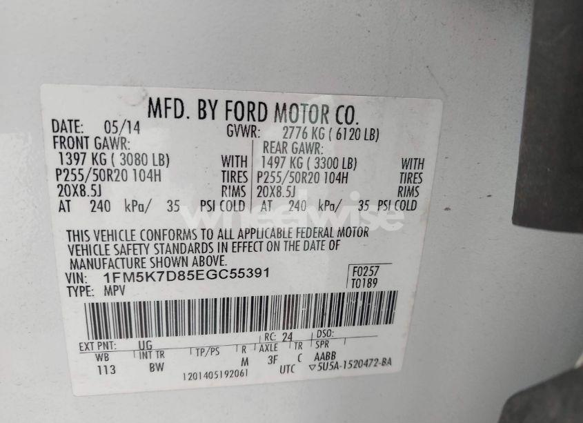 Photo 9 of 2014 Ford Explorer XLT (VIN 1FM5K7D85EGC55391)