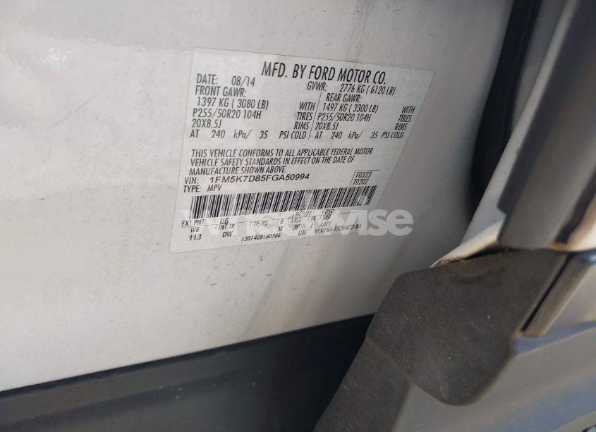 Photo 9 of 2015 Ford Explorer XLT (VIN 1FM5K7D85FGA50994)