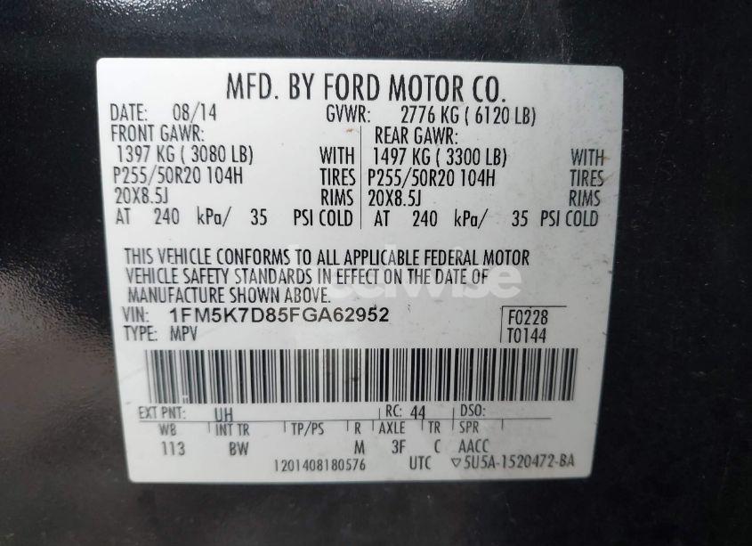 Photo 9 of 2015 Ford Explorer XLT (VIN 1FM5K7D85FGA62952)