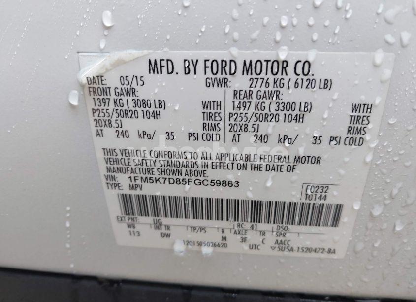 Photo 9 of 2015 Ford Explorer XLT (VIN 1FM5K7D85FGC59863)