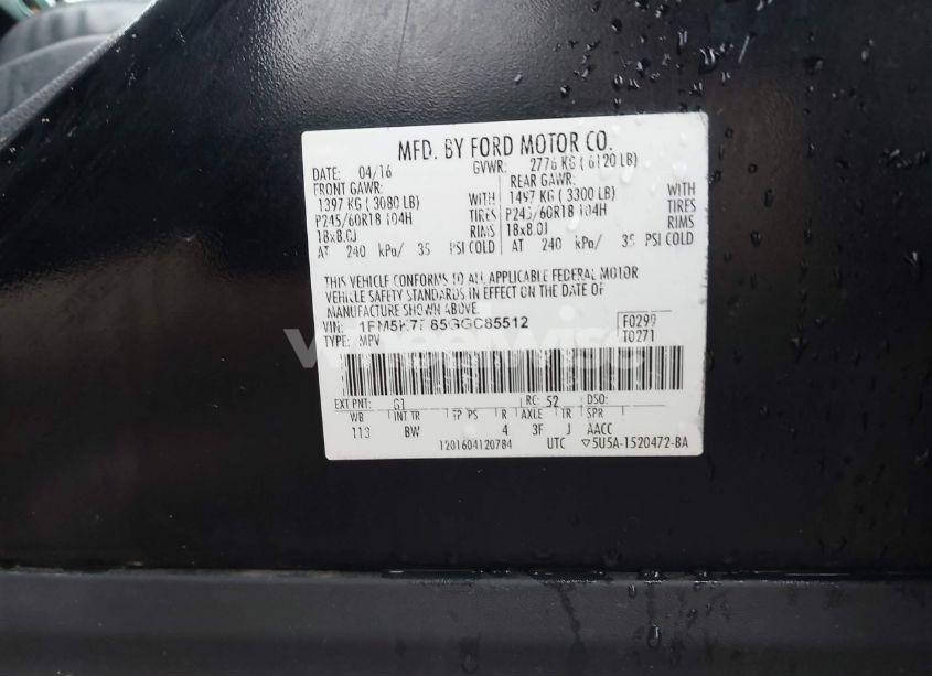 Photo 9 of 2016 Ford Explorer XLT (VIN 1FM5K7D85GGC85512)