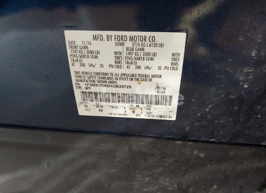 Photo 9 of 2017 Ford Explorer XLT (VIN 1FM5K7D85HGB29729)