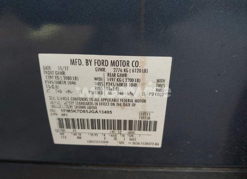 Photo 9 of 2018 Ford Explorer XLT (VIN 1FM5K7D85JGA13405)