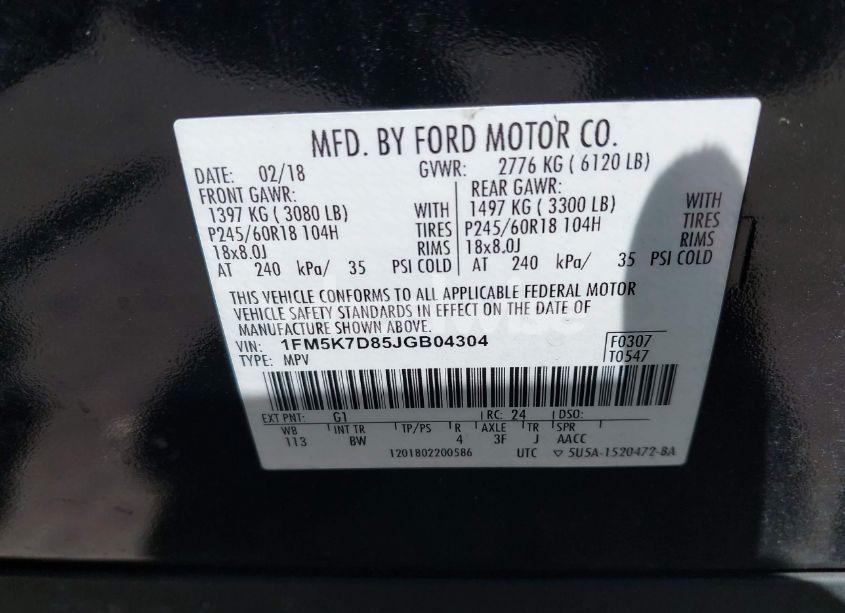 Photo 9 of 2018 Ford Explorer XLT (VIN 1FM5K7D85JGB04304)