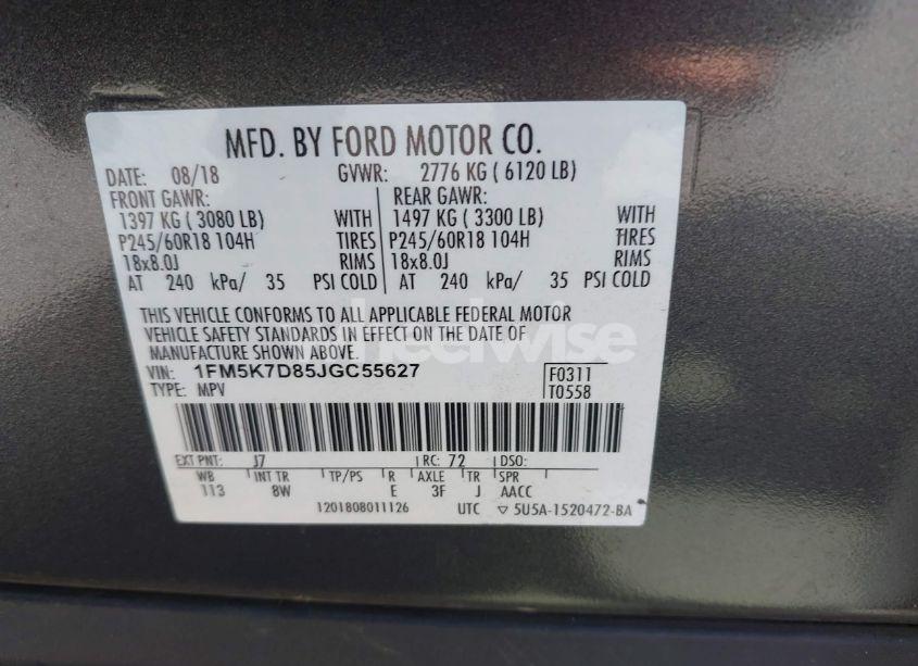 Photo 9 of 2018 Ford Explorer XLT (VIN 1FM5K7D85JGC55627)