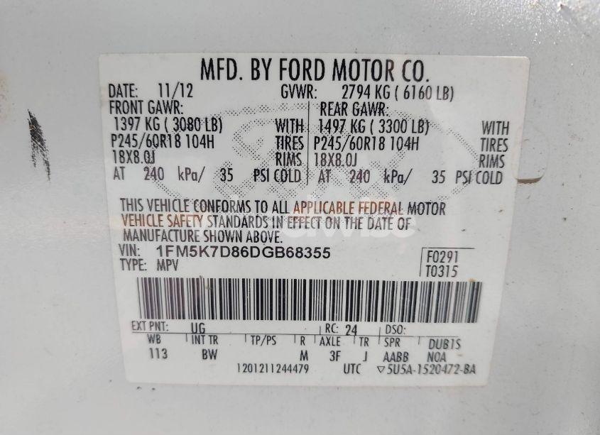 Photo 9 of 2013 Ford Explorer XLT (VIN 1FM5K7D86DGB68355)