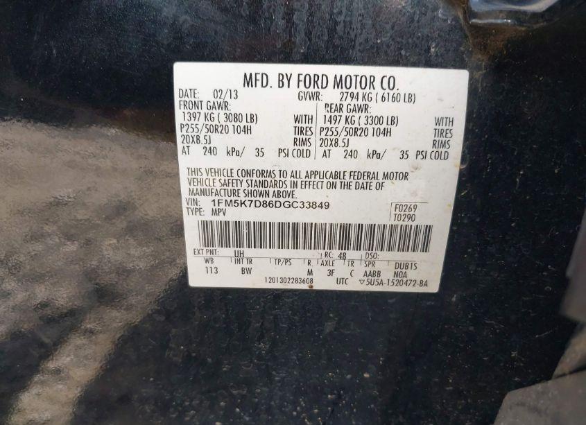 Photo 9 of 2013 Ford Explorer XLT (VIN 1FM5K7D86DGC33849)