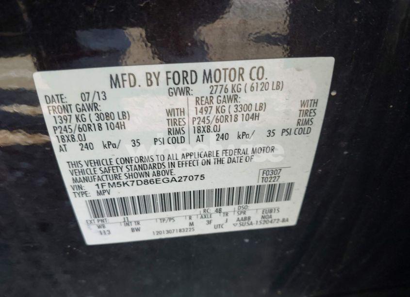 Photo 9 of 2014 Ford Explorer XLT (VIN 1FM5K7D86EGA27075)